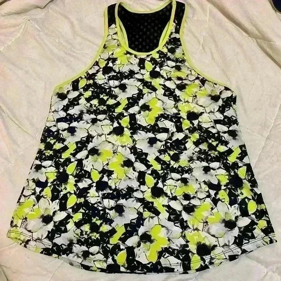 EleVen by Venus Williams Morning Glory Line T-back Sports Tank Yellow & Black - Picture 1 of 8